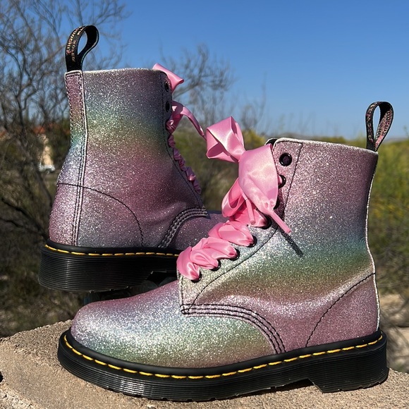 Dr. Martens Shoes - Dr. Martens Pascal Mermaid Multicolor Pastel Glitter Boots